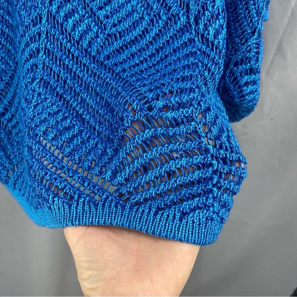 Lauren Ralph Lauren Black Label Oversized Mesh Sweater Bright Blue - Picture 7 of 8